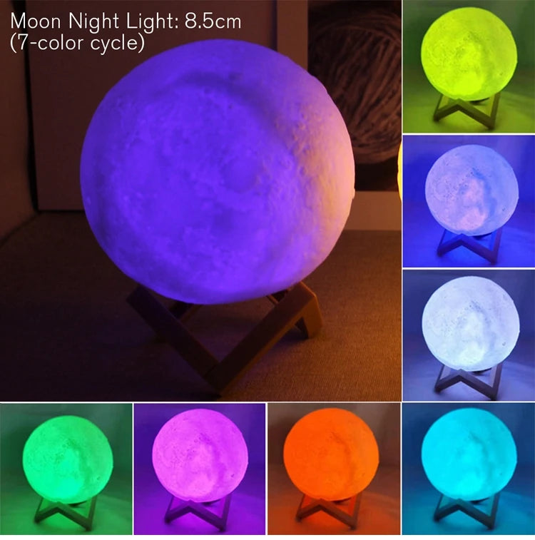 Moon Lamp LED Night Light — Bedroom Decor with Stand
