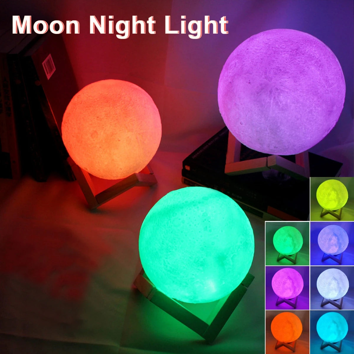 Moon Lamp LED Night Light — Bedroom Decor with Stand