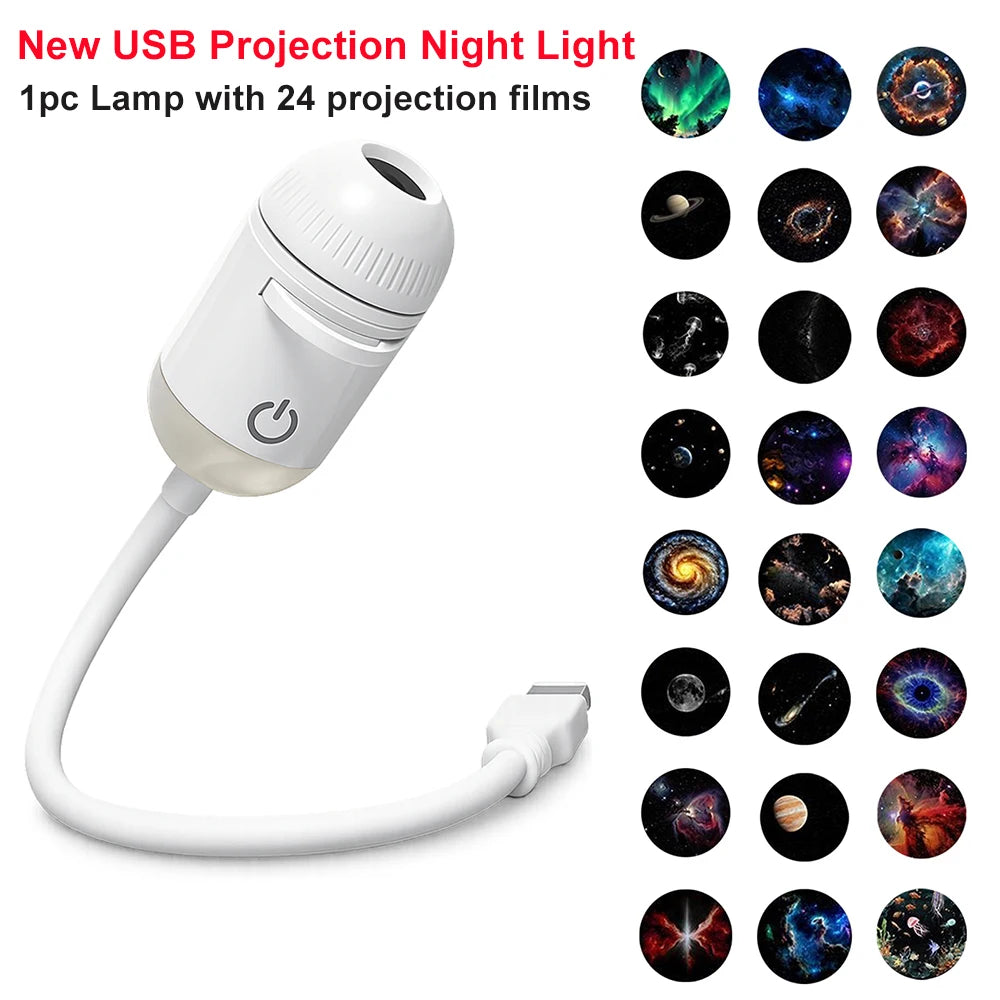 LED Starry Sky Galaxy Projector Night Light – USB Powered