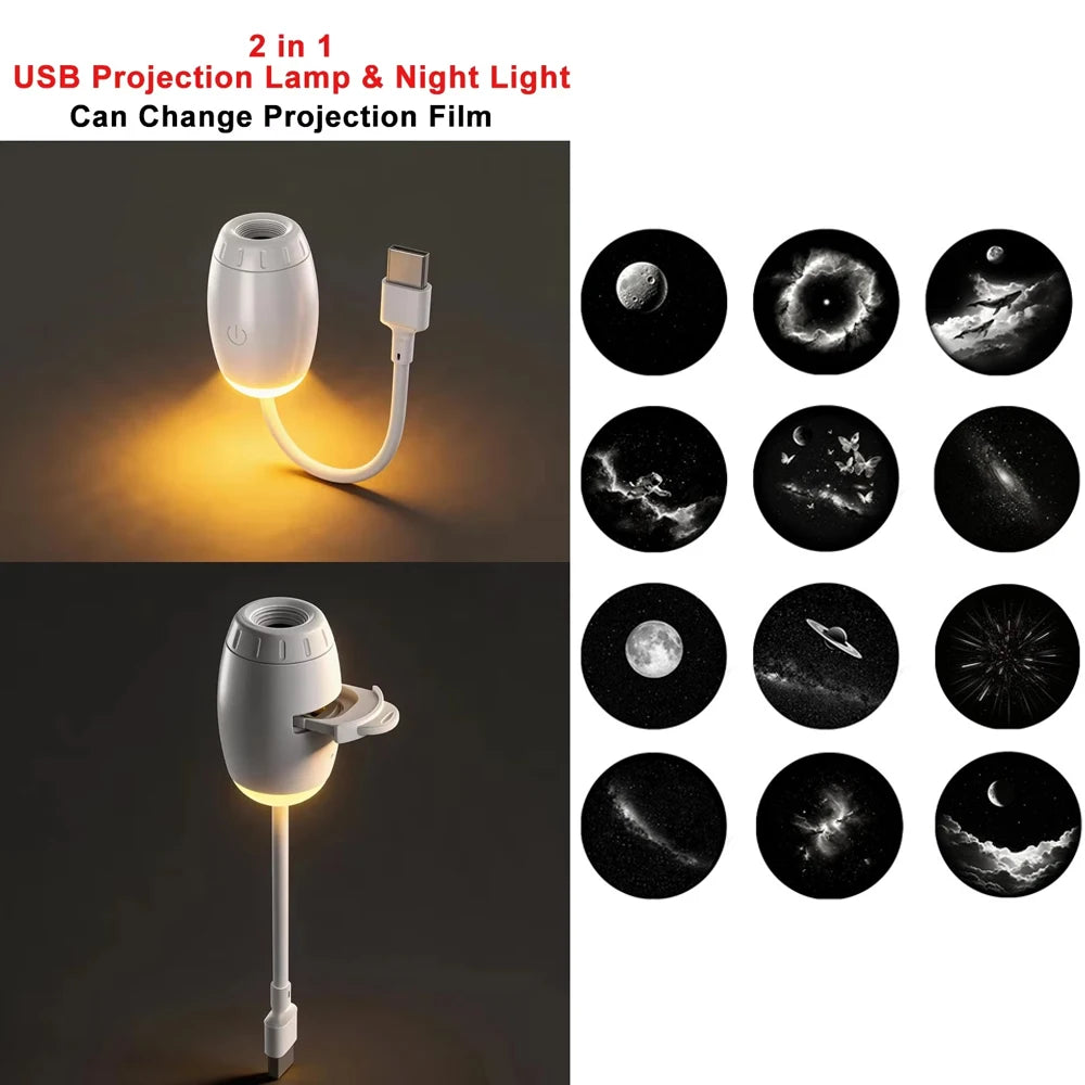 LED Starry Sky Galaxy Projector Night Light – USB Powered