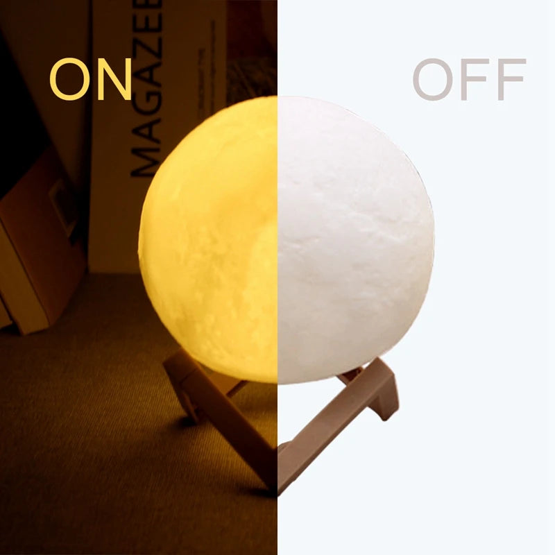 Moon Lamp LED Night Light — Bedroom Decor with Stand