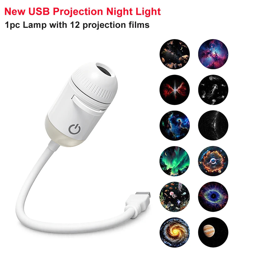 LED Starry Sky Galaxy Projector Night Light – USB Powered