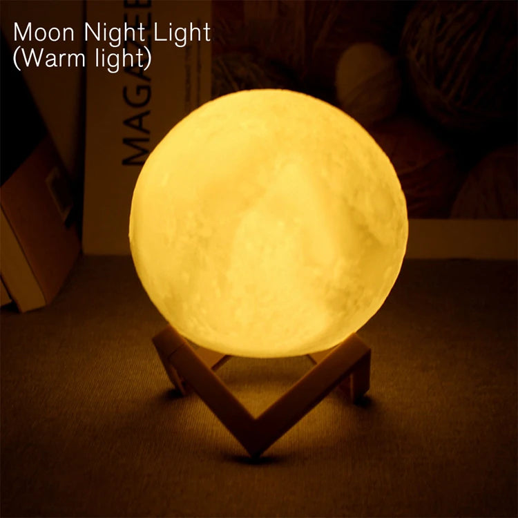 Moon Lamp LED Night Light — Bedroom Decor with Stand